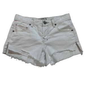 Free People Cut Off Shorty Shorts 25 Button Fly White Feminine Boho Festival